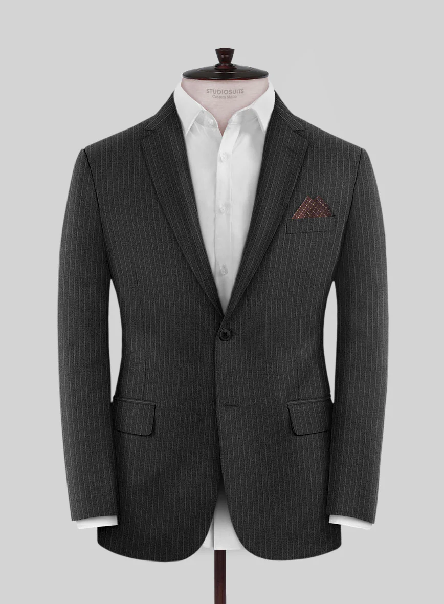 Scabal Amraso Stripe Charcoal Wool Suit - Image 3