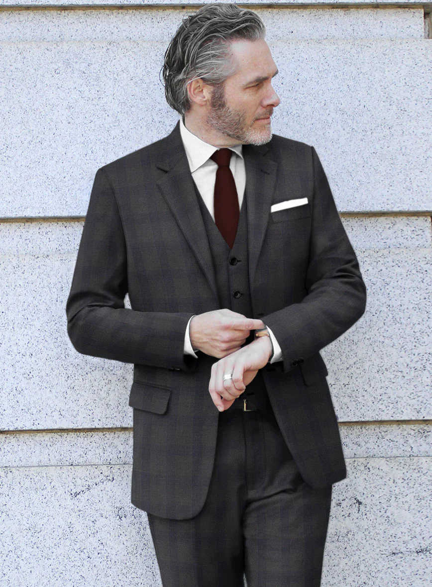 Scabal Arriol Checks Charcoal Wool Jacket - Image 2