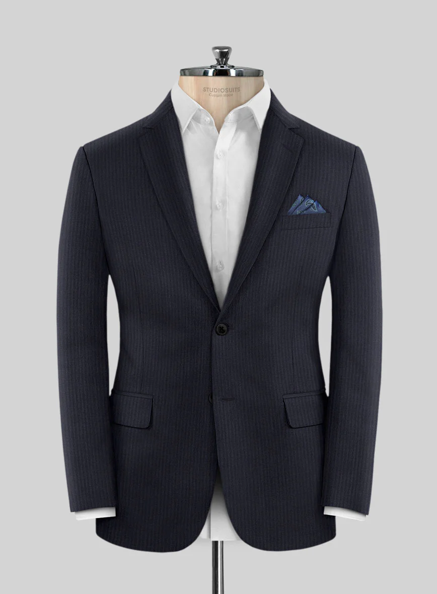Scabal Ascio Stripe Blue Wool Jacket