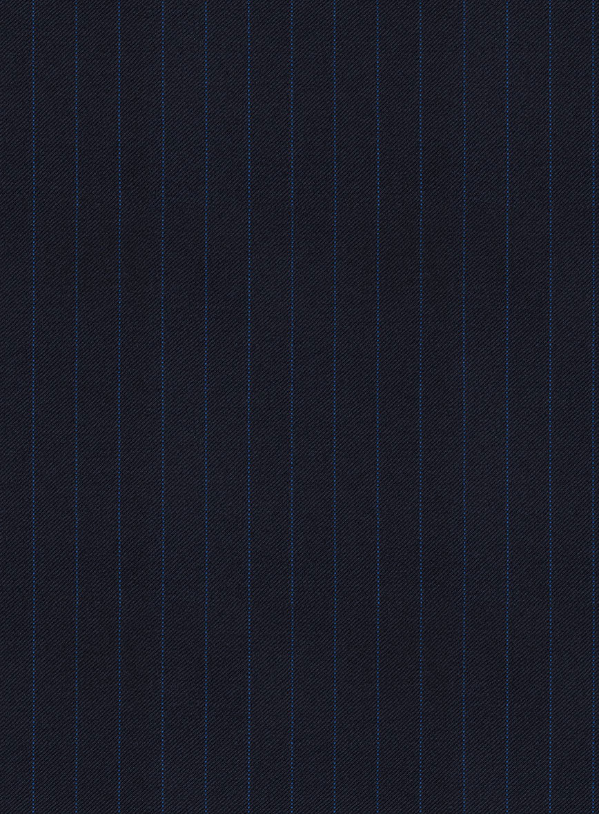 Scabal Ciaz Stripe Blue Wool Pants - Image 3