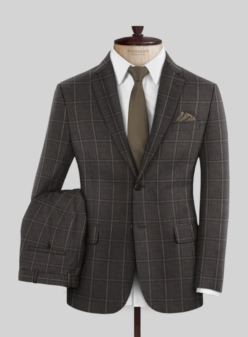 Scabal Coffee Brown Wool Suit