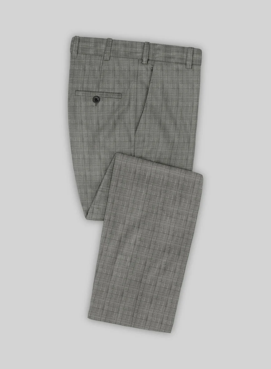 Scabal Cosmopolitan Glen Gray Wool Pants