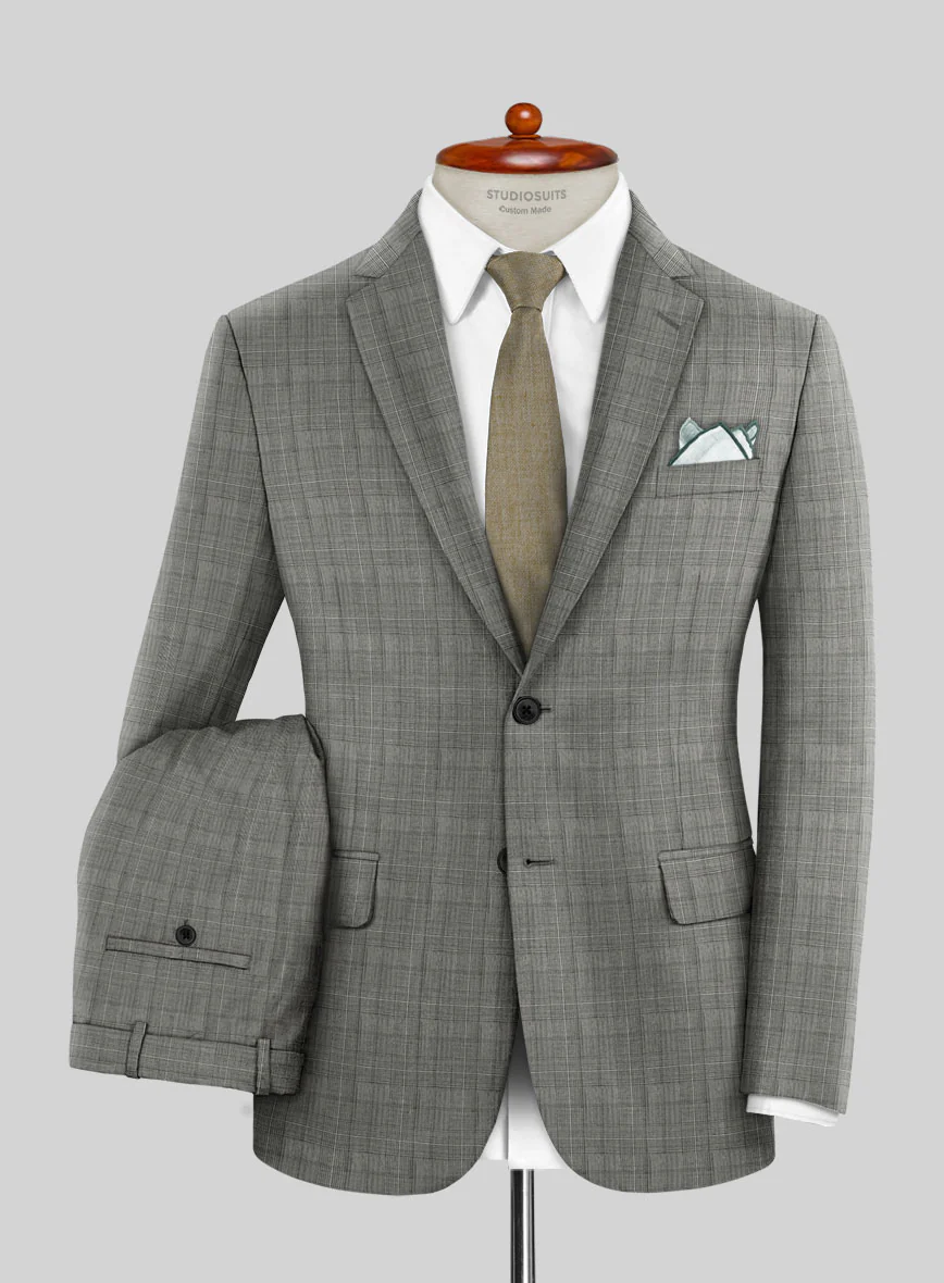 Scabal Cosmopolitan Glen Gray Wool Suit
