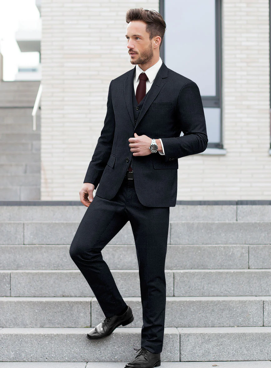 Scabal Cosmopolitan Nailhead Dark Blue Wool Suit - Image 2