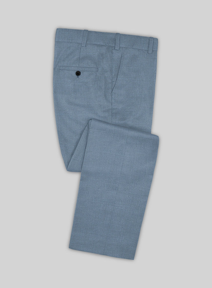 Scabal Cosmopolitan Nailhead Light Blue Wool Pants