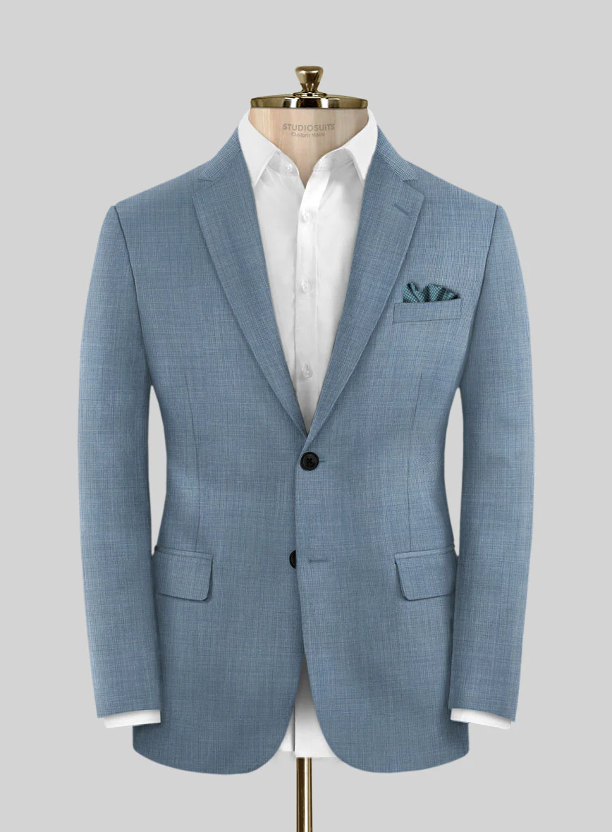 Scabal Cosmopolitan Nailhead Light Blue Wool Suit - Image 3