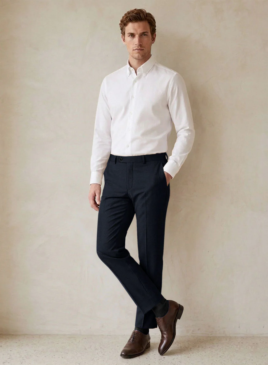 Scabal Cosmopolitan Navy Blue Wool Pants - Image 3