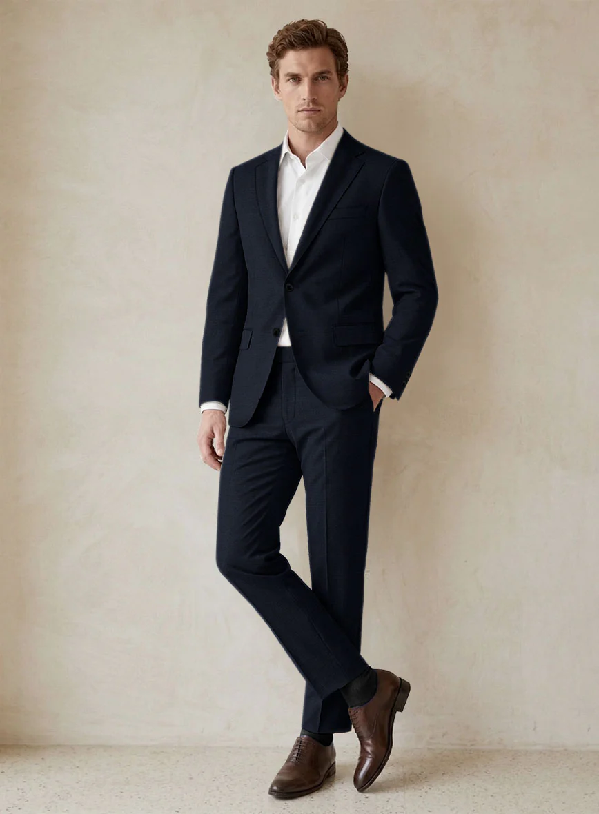 Scabal Cosmopolitan Navy Blue Wool Suit