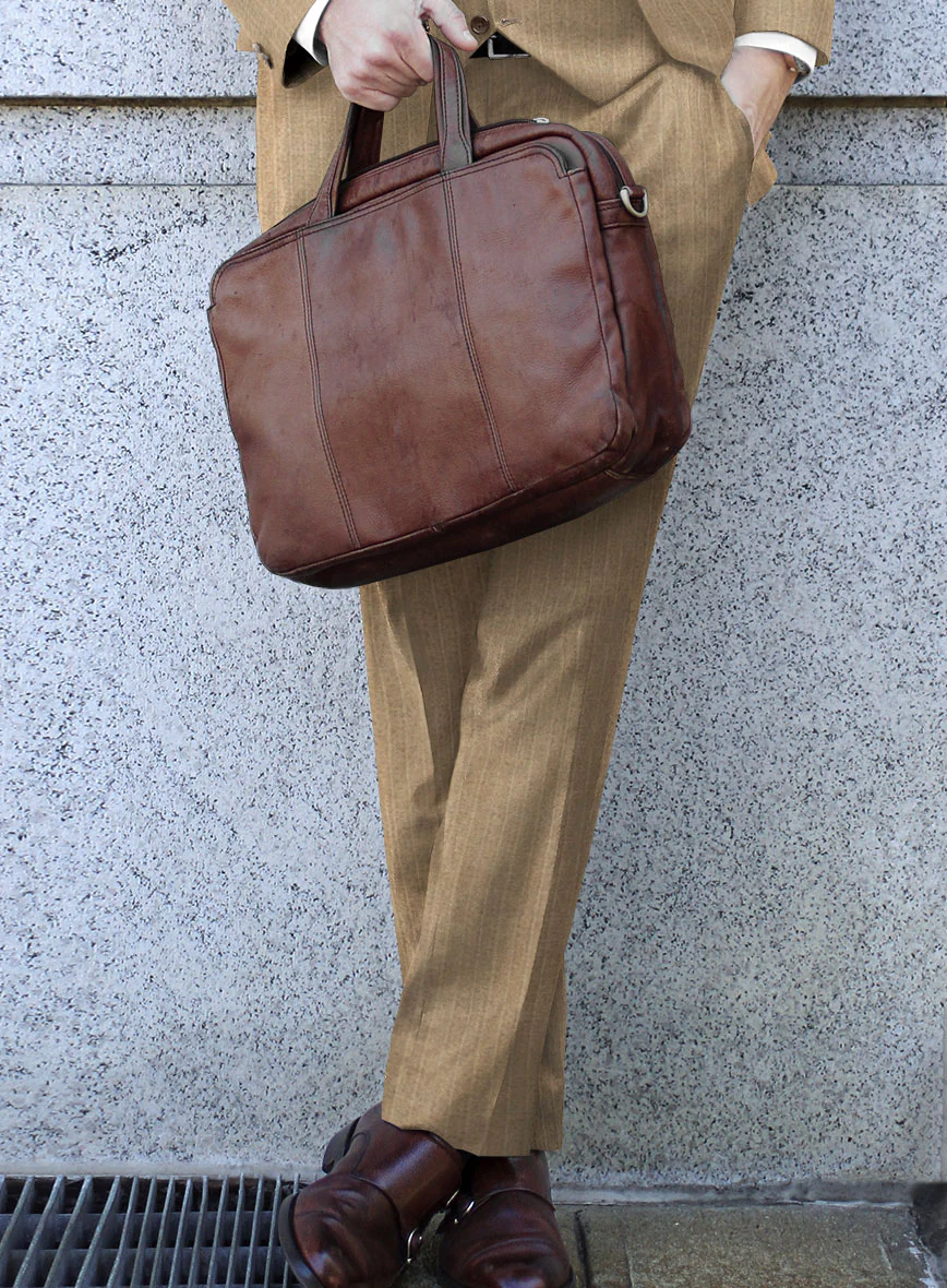 Scabal Cosmopolitan Pinstripe Beige Wool Suit - Image 4