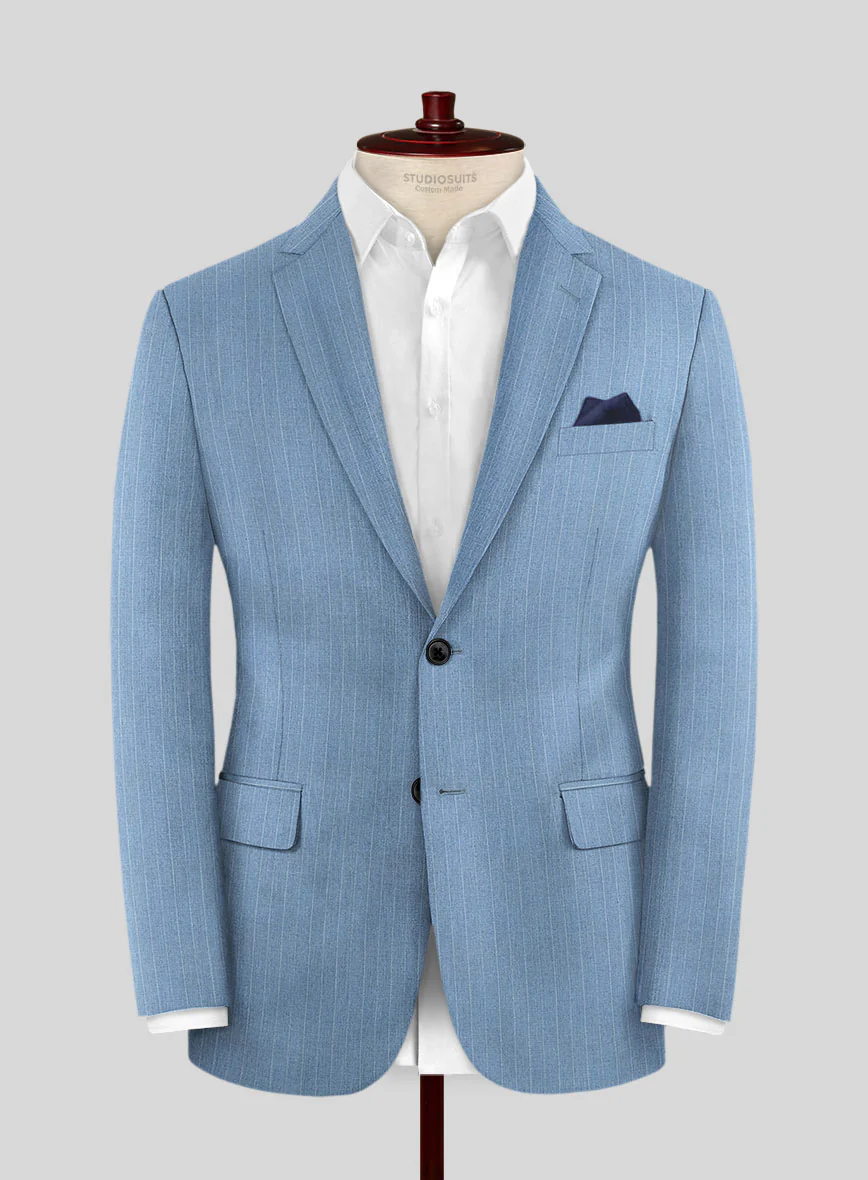 Scabal Cosmopolitan Pinstripe Blue Wool Suit - Image 3
