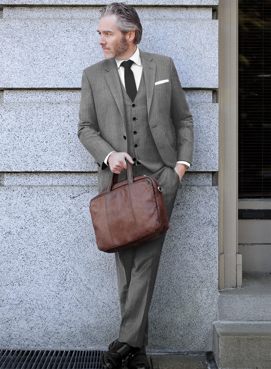 Scabal Cosmopolitan Pinstripe Gray Wool Suit - Image 2