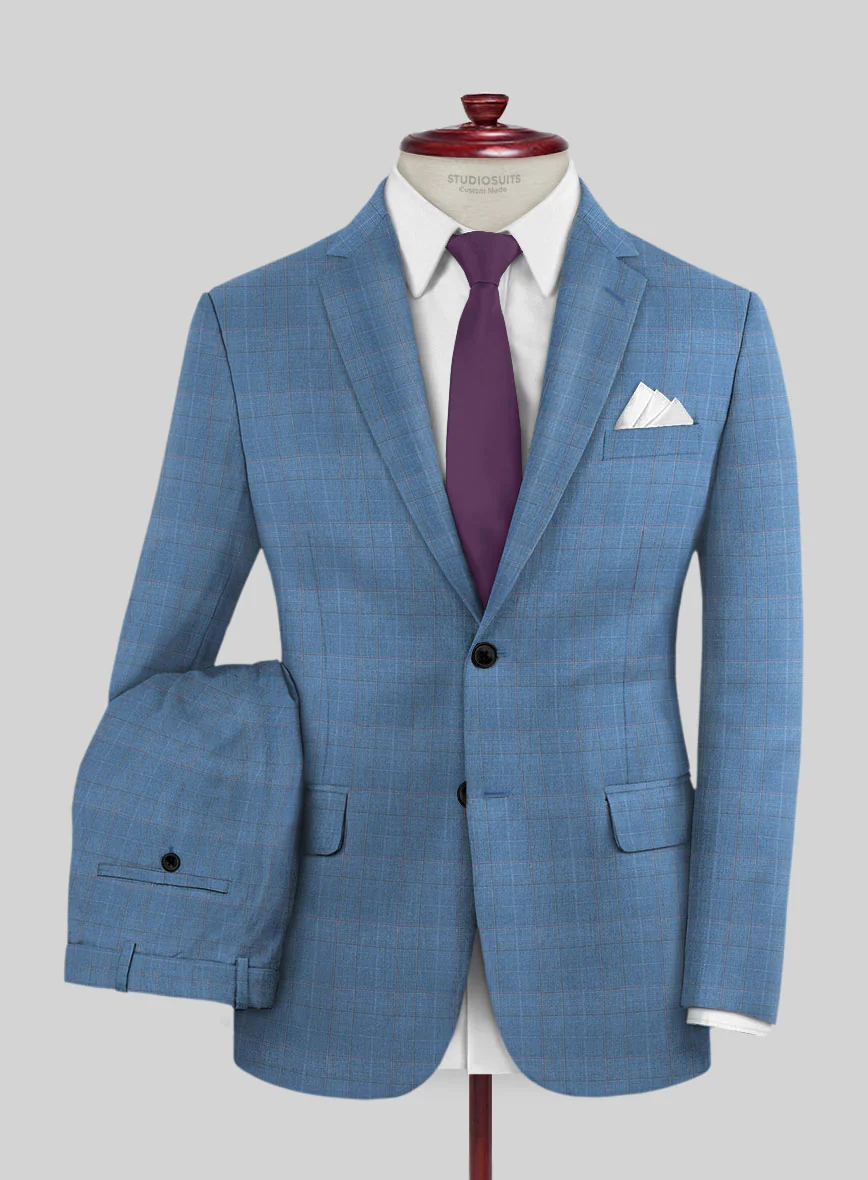 Scabal Cosmopolitan Prince Light Blue Wool Suit