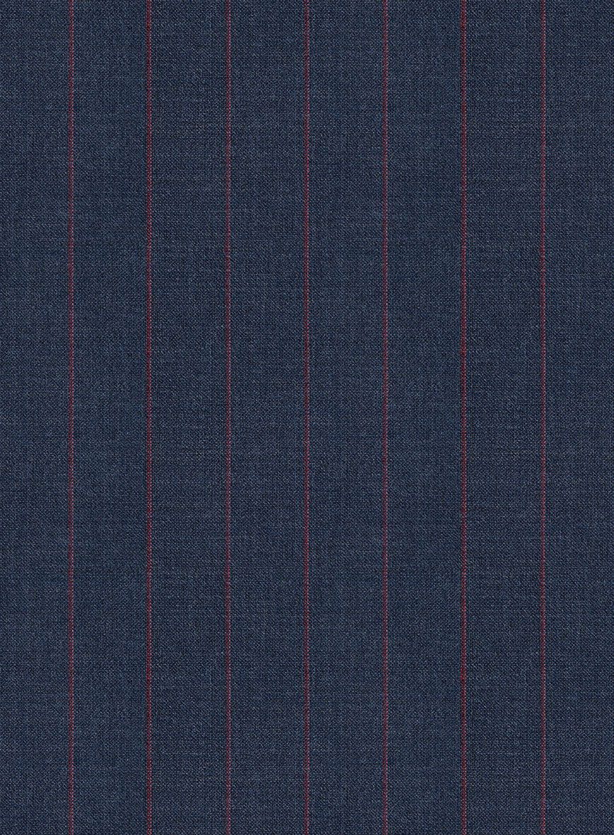 Scabal Cosmopolitan Stripe Denim Blue Wool Pants - Image 3