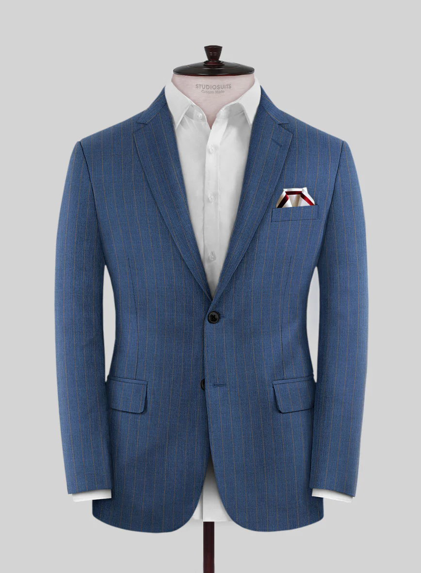 Scabal Cosmopolitan Stripe Flat Blue Wool Jacket
