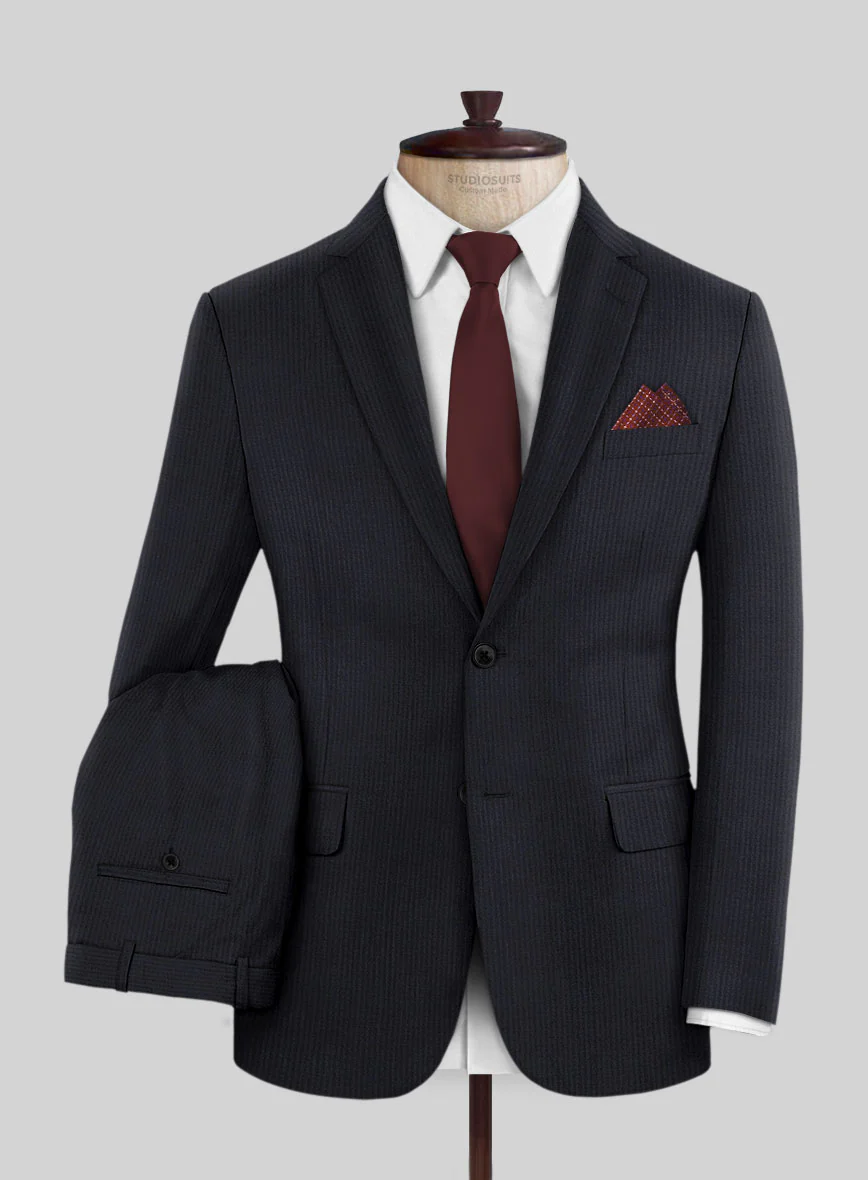 Scabal Cosmopolitan Stripe Isora Blue Wool Suit