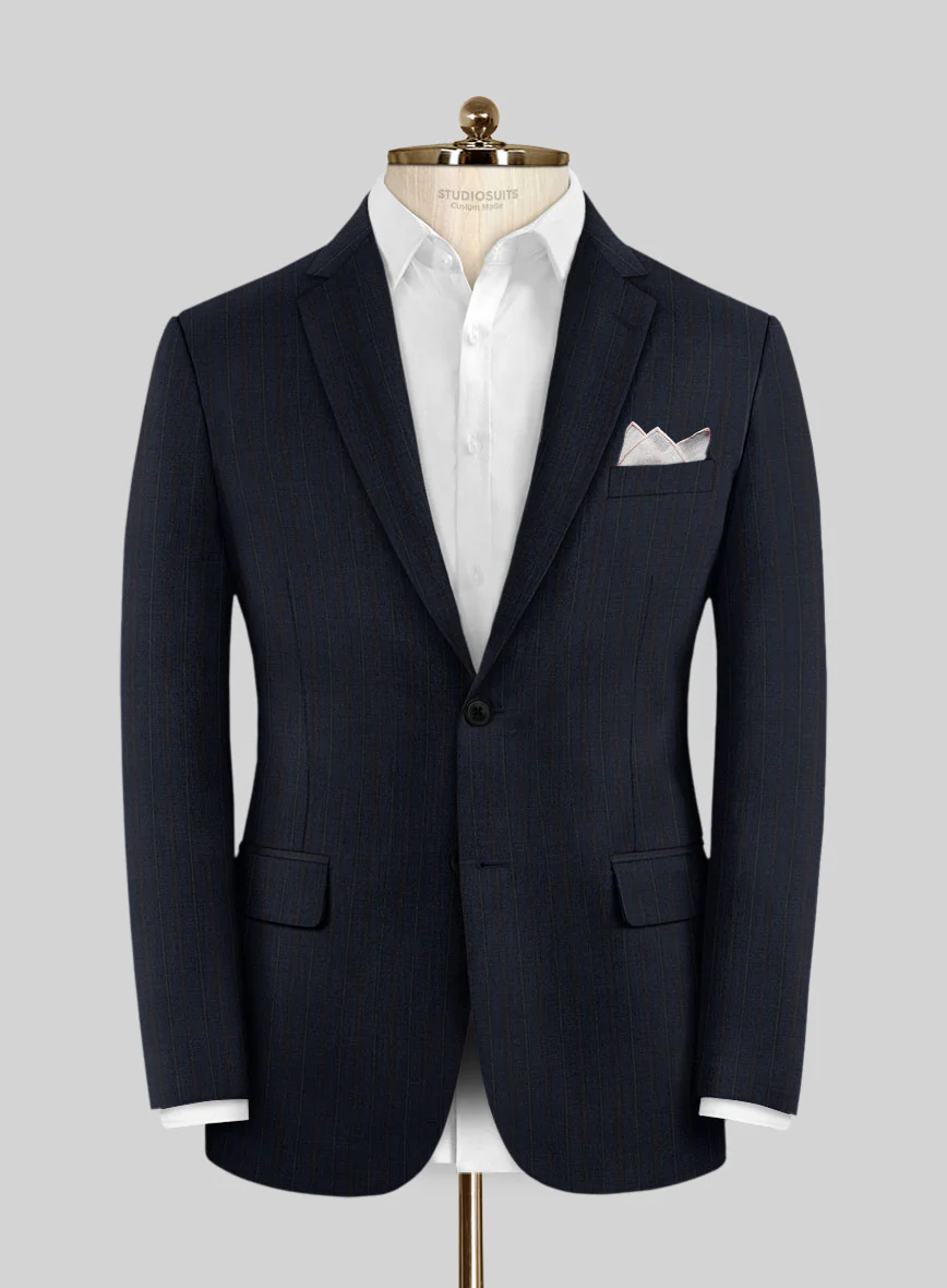 Scabal Cosmopolitan Stripe Tade Blue Wool Suit - Image 3
