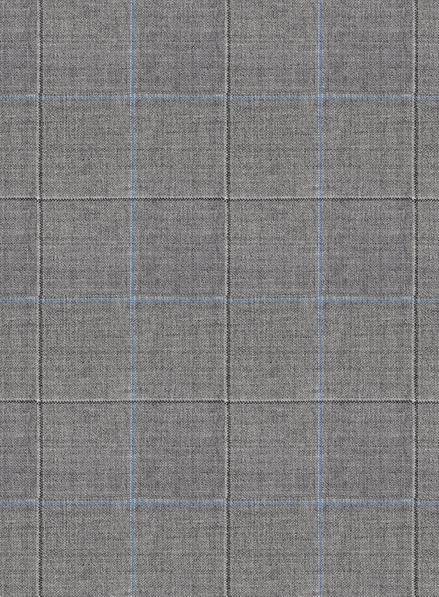 Scabal Cosmopolitan Windowpane Gray Wool Pants - Image 3