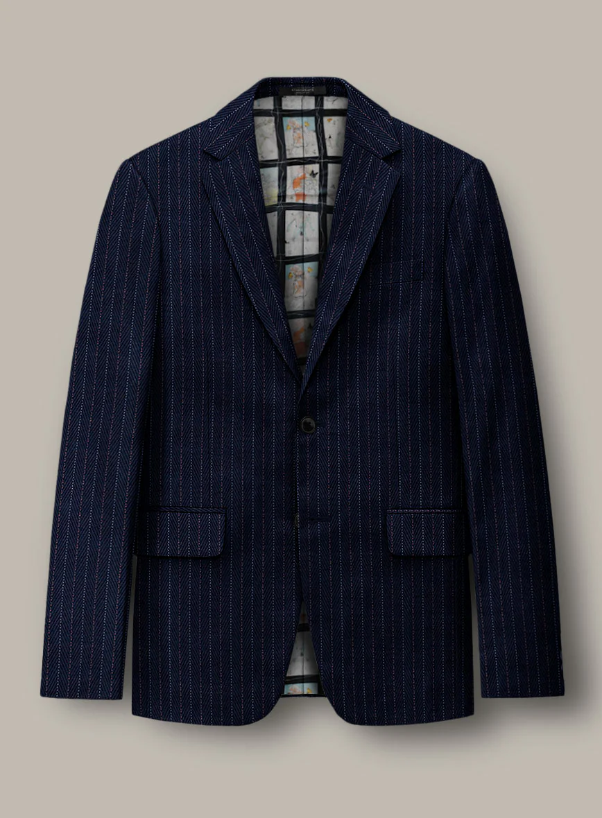 Scabal Dali Chamberlain Herringbone Wool Cashmere Jacket