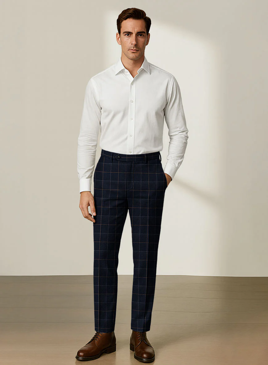 Scabal Dali Chromatic Windowpane Wool Cashmere Pants - Image 3