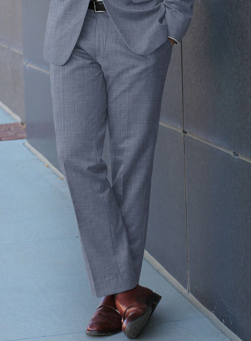 Scabal Eandi Twill Blue Wool Pants - Image 2