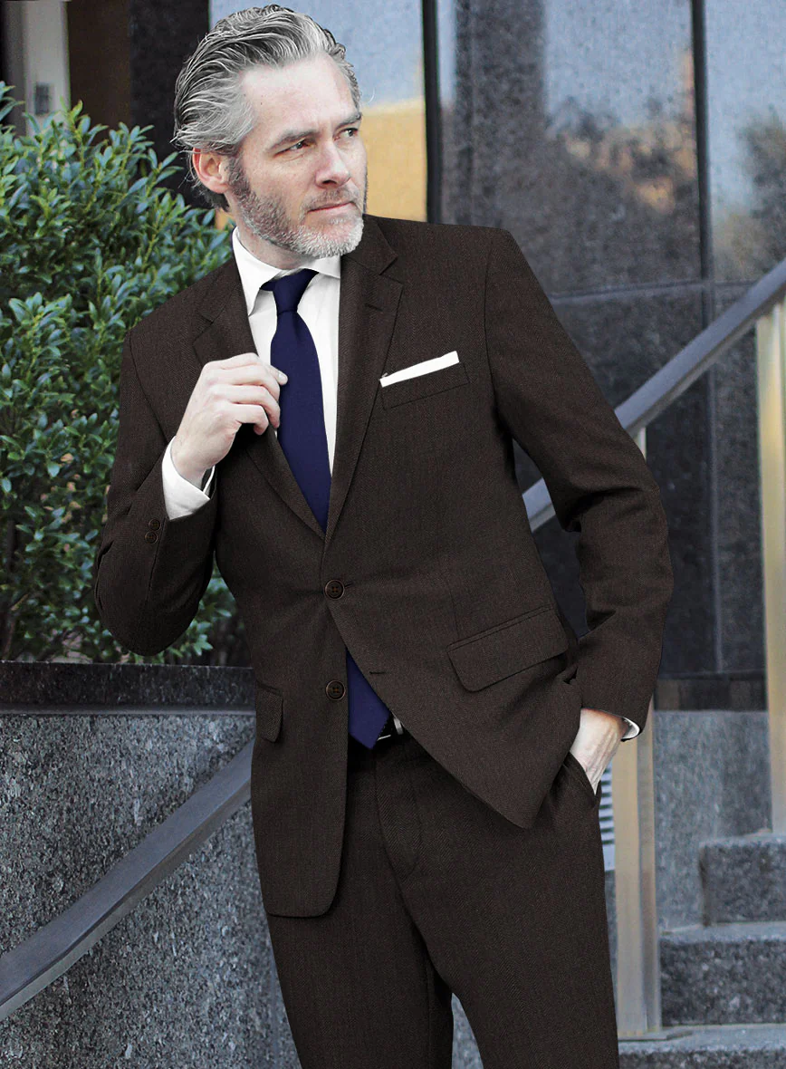Scabal Erar Herringbone Brown Wool Jacket - Image 2