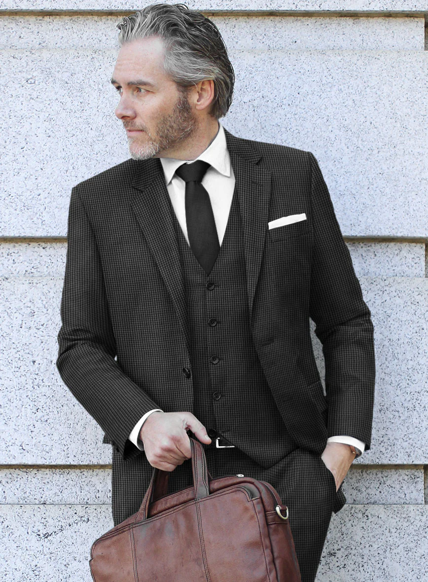 Scabal Ghru Houndstooth Gray Wool Suit - Image 4