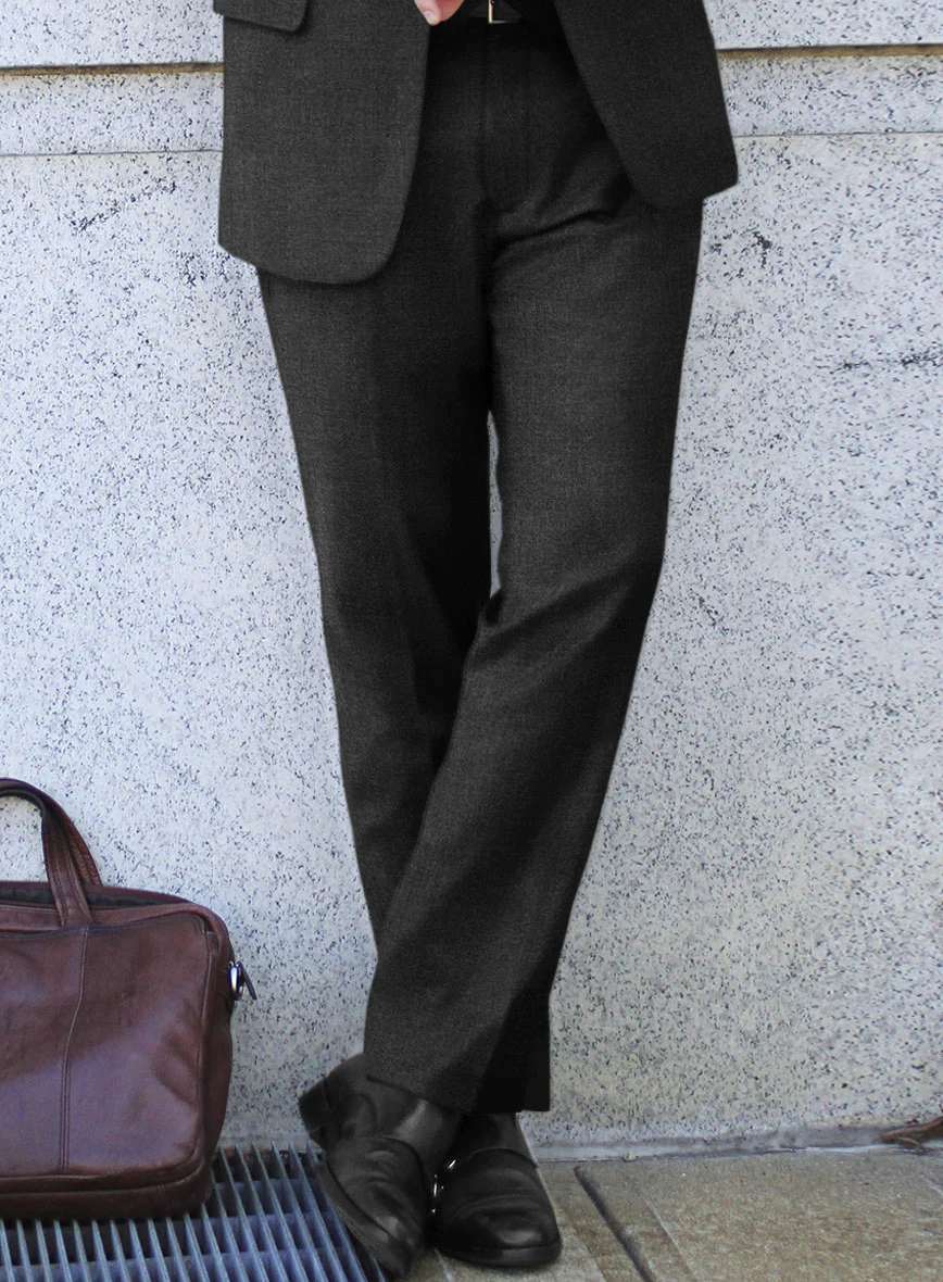 Scabal Gilbe Twill Charcoal Wool Pants - Image 2