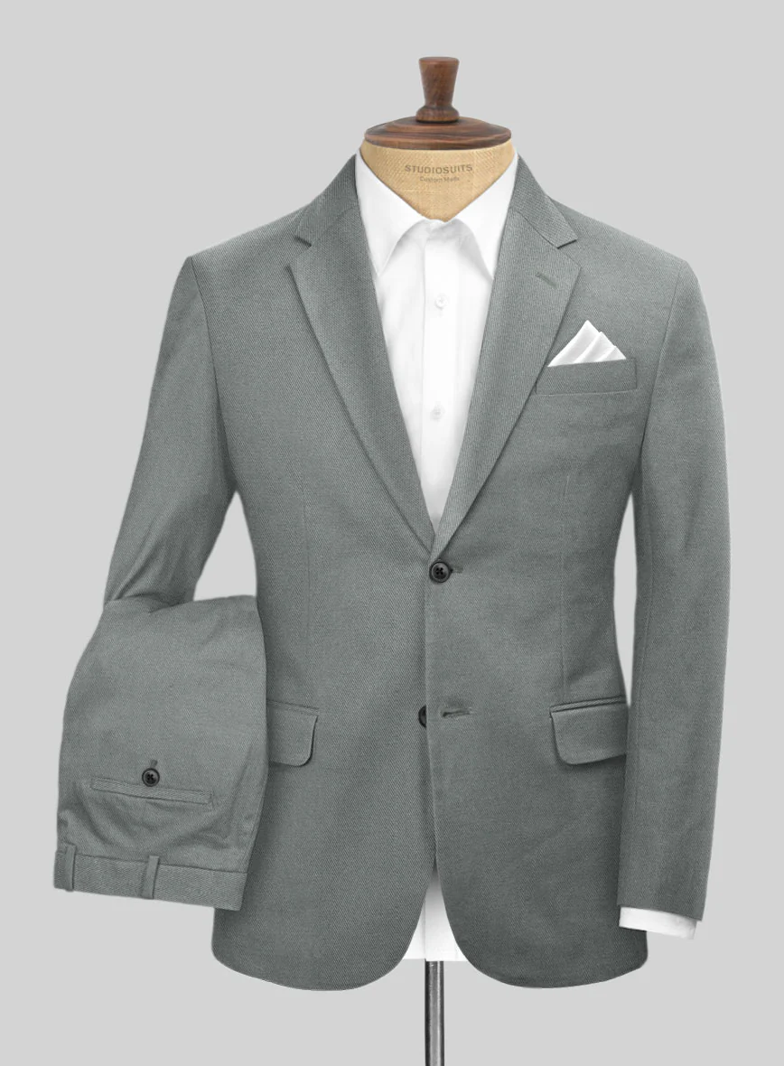 Scabal Gray Cotton Stretch Suit