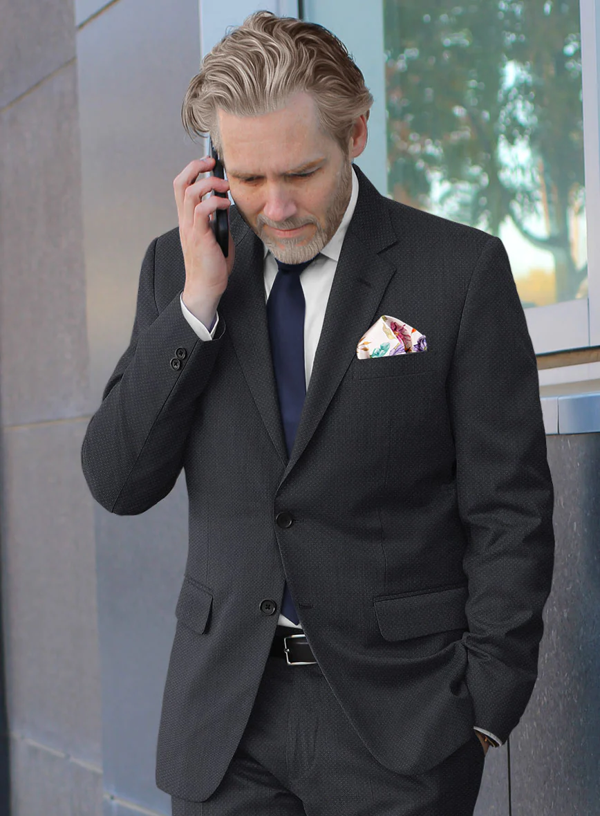 Scabal Heco Honeycomb Blue Wool Suit - Image 4