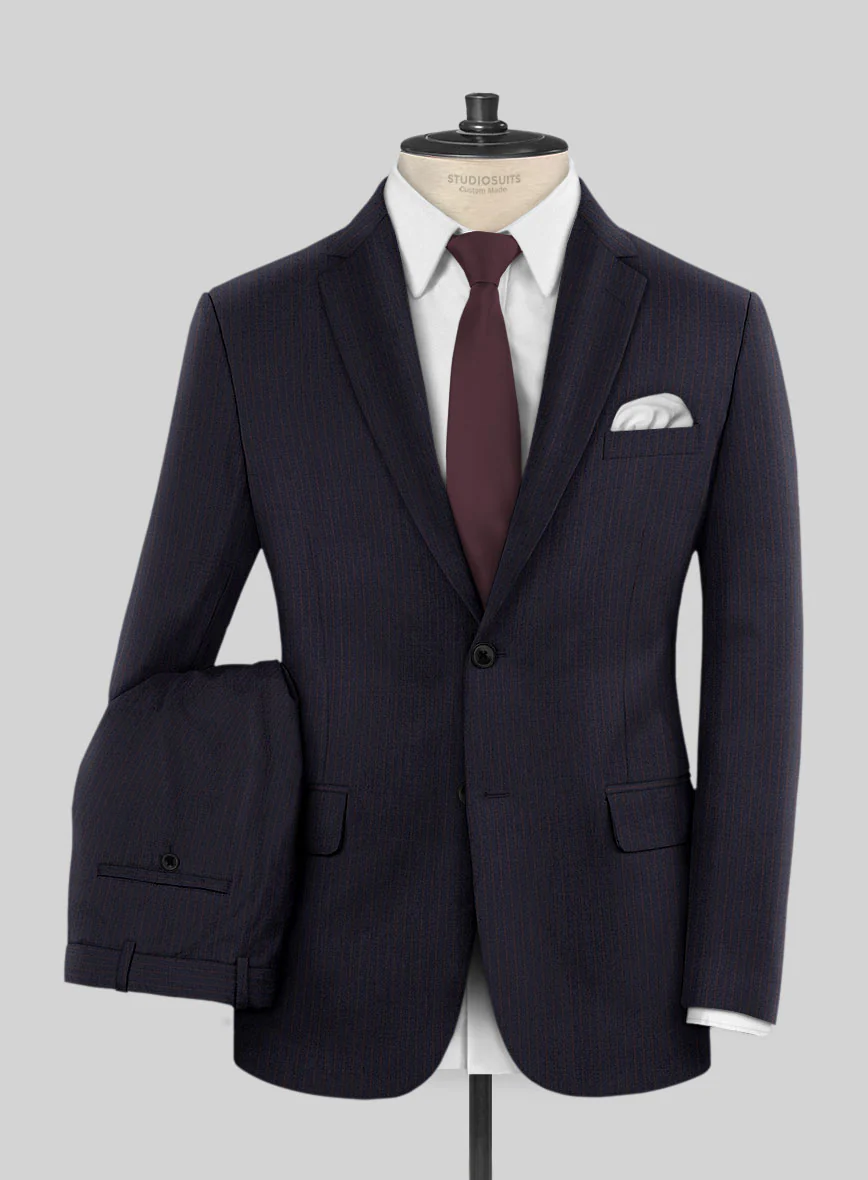 Scabal Hernal Stripe Blue Wool Suit