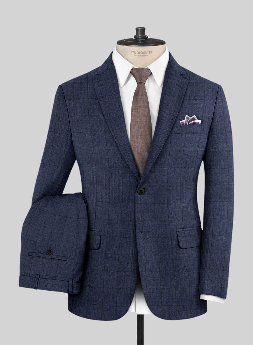 Scabal Dark Sapphire Blue Wool Suit