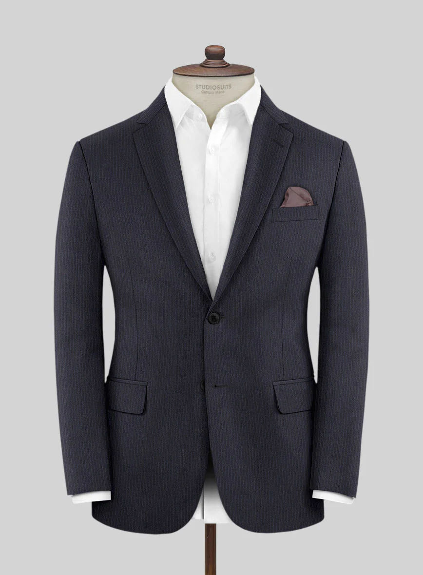Scabal Jaglo Stripe Blue Wool Suit - Image 3