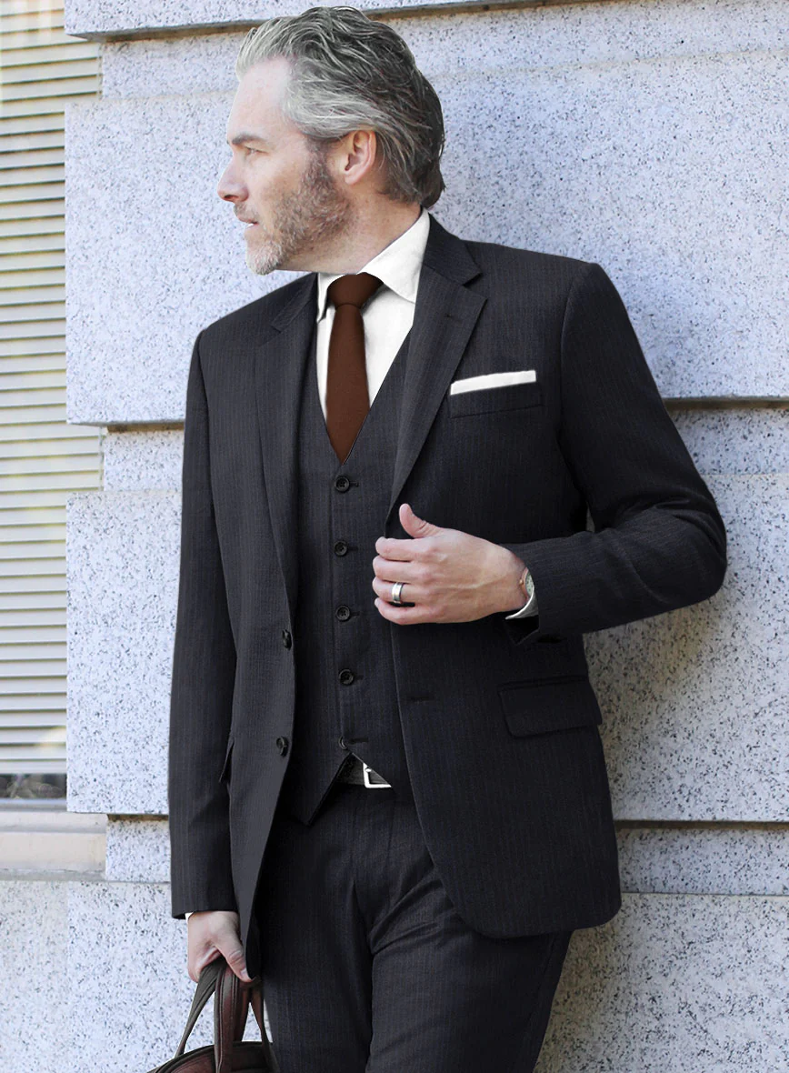 Scabal Jaglo Stripe Blue Wool Suit - Image 4