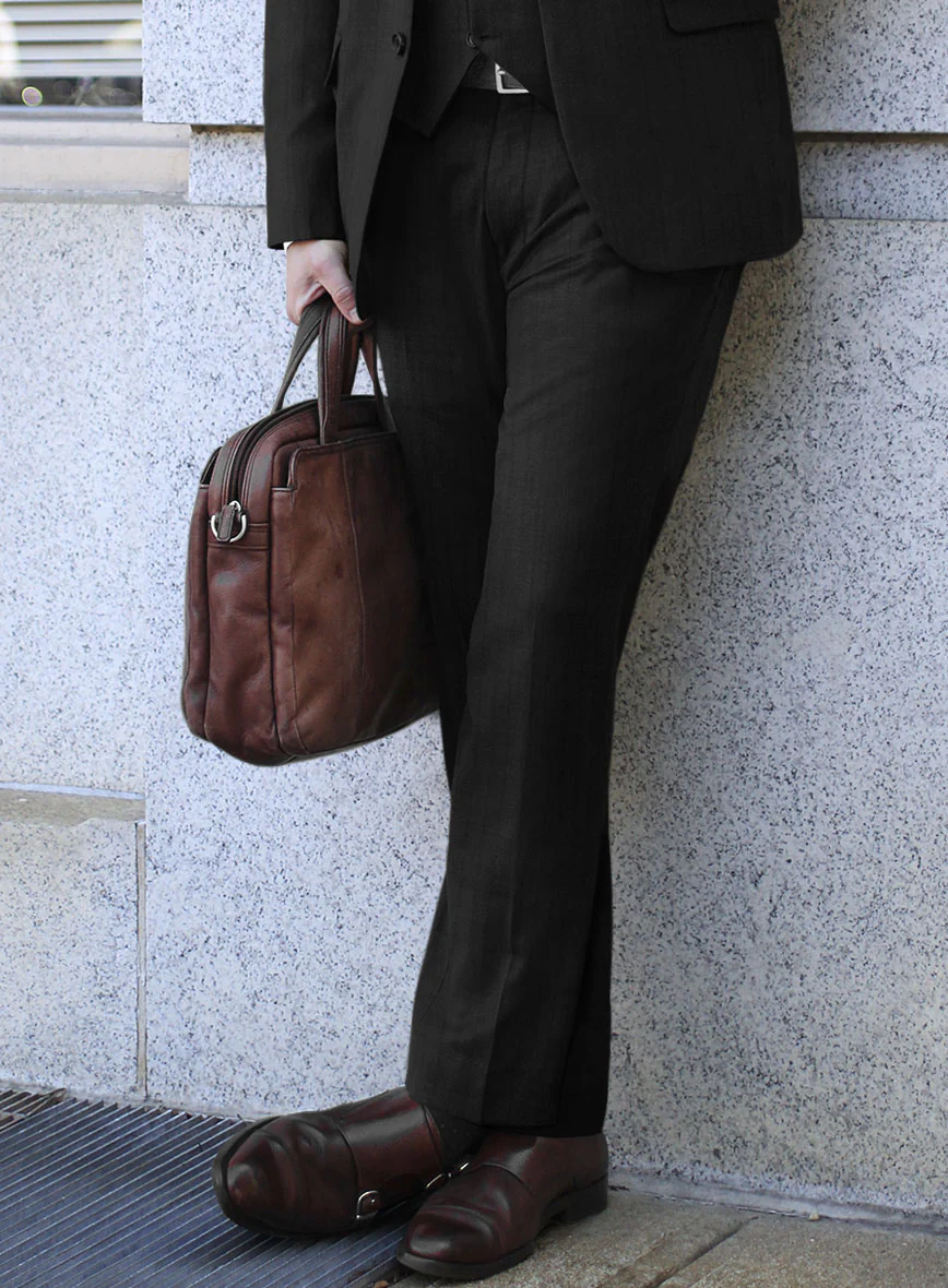 Scabal Juber Stripe Black Wool Suit - Image 5