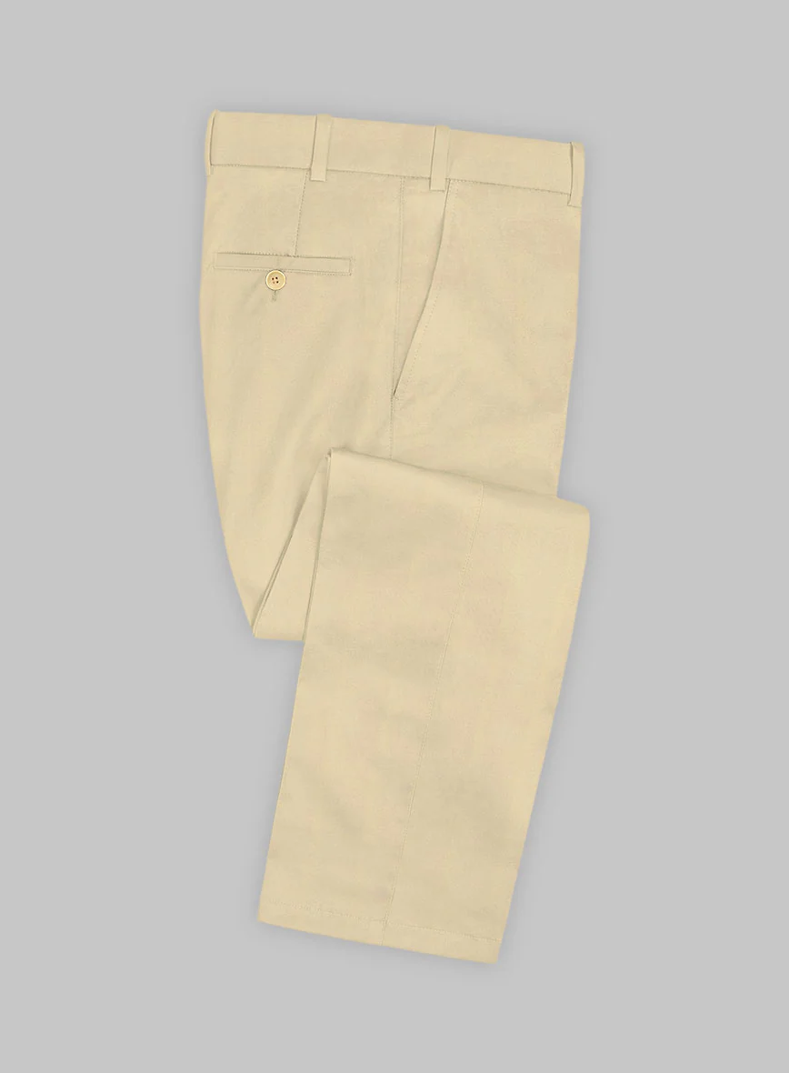 Scabal Latte Beige Cotton Stretch Pants
