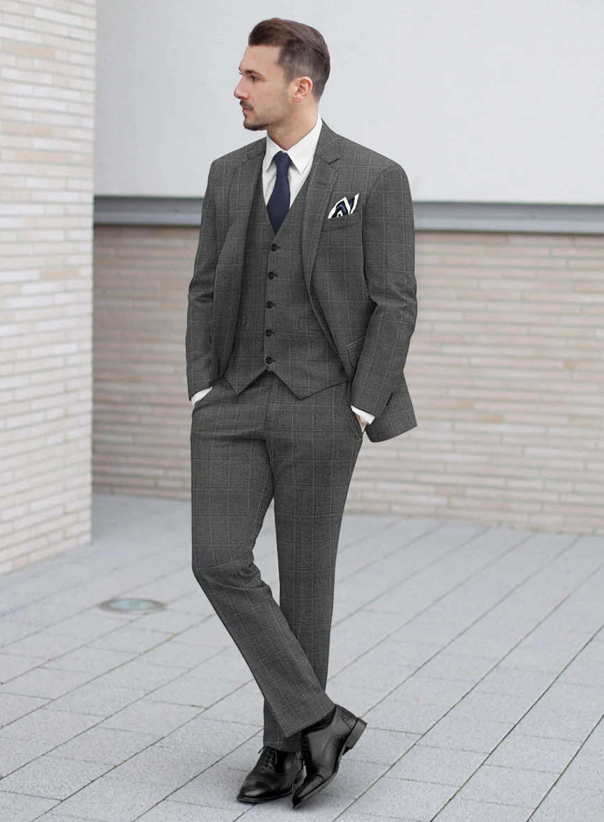 Scabal Lisco Windowpane Gray Wool Suit - Image 2