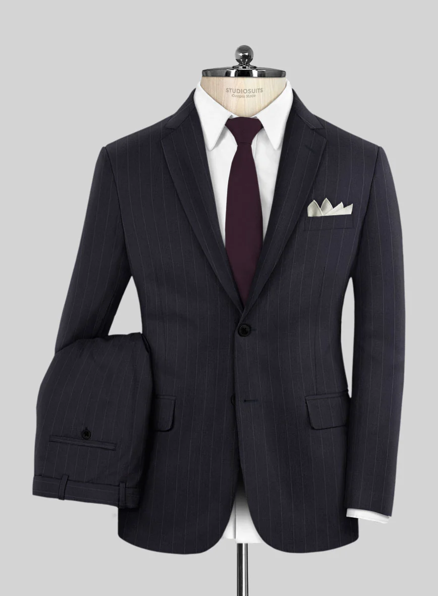 Scabal Lizaro Stripe Blue Wool Suit