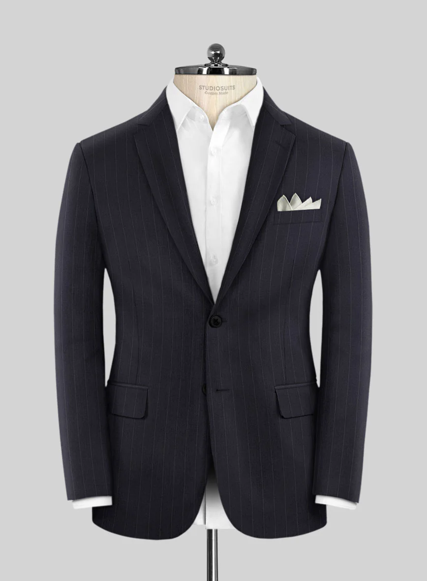 Scabal Lizaro Stripe Blue Wool Suit - Image 3