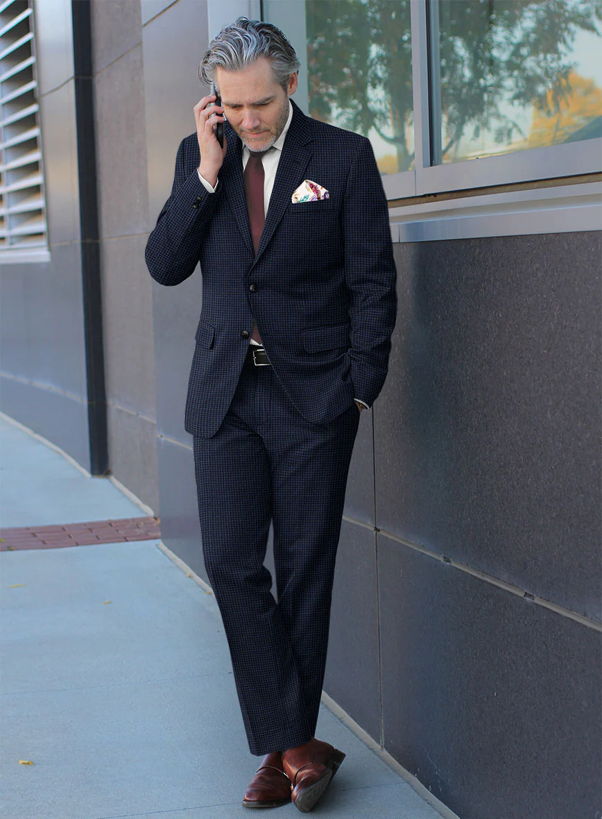 Scabal Londoner Asario Grid Blue Wool Suit - Image 2