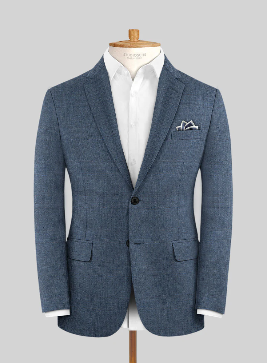 Scabal Londoner Blasi Checks Blue Wool Jacket