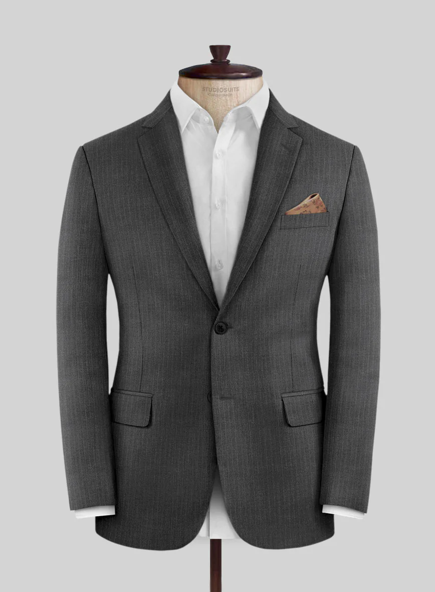 Scabal Londoner Casiri Stripe Charcoal Wool Suit - Image 3