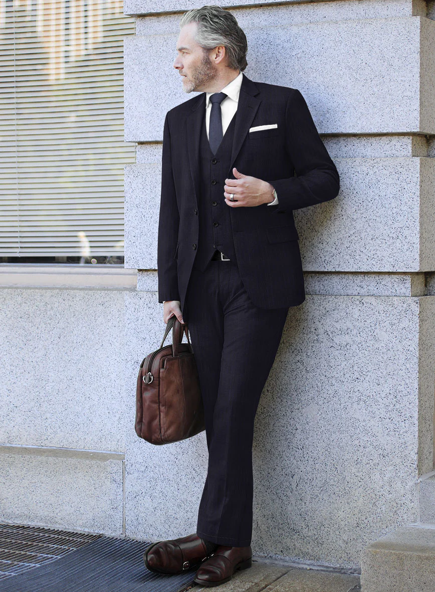 Scabal Londoner Corta Stripe Blue Wool Suit - Image 2