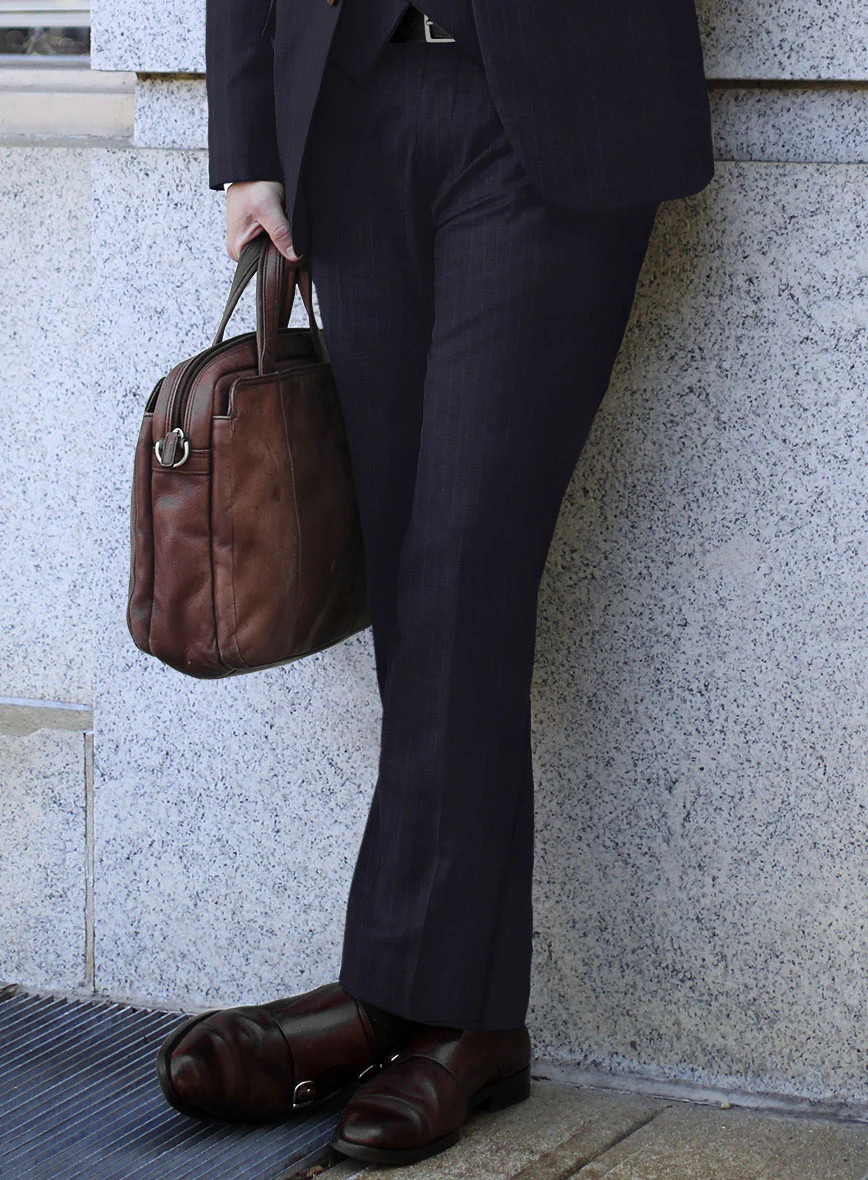 Scabal Londoner Corta Stripe Blue Wool Suit - Image 4