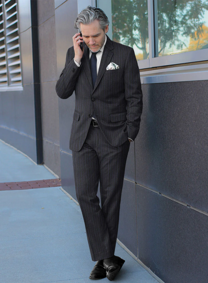 Scabal Londoner Cutina Stripe Blue Wool Suit - Image 2