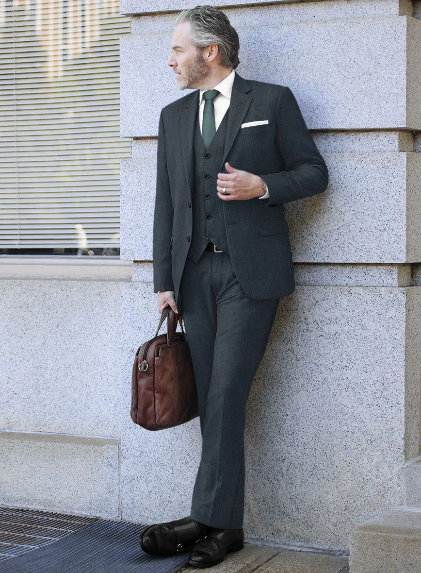 Scabal Londoner Dark Teal Wool Suit - Image 2