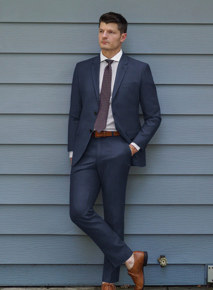 Scabal Londoner Erafin Stripe Blue Wool Suit - Image 2