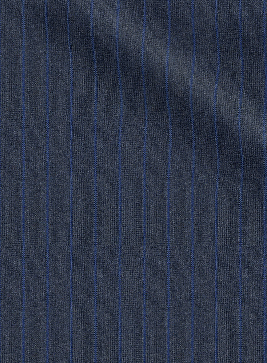 Scabal Londoner Floras Stripe Blue Wool Pants - Image 3