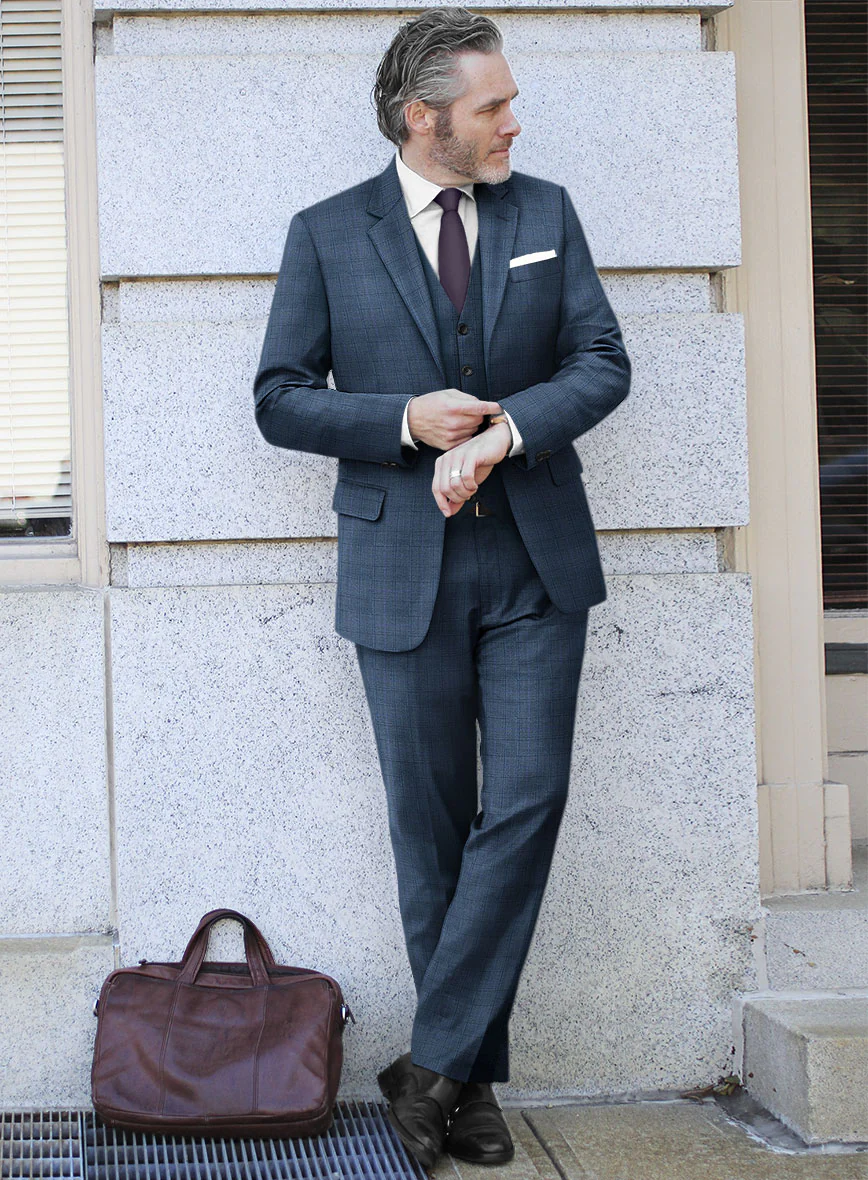 Scabal Londoner Glen Blue Wool Suit - Image 2