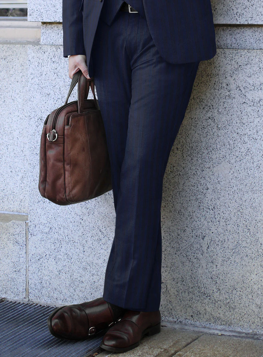 Scabal Londoner Ilianti Stripe Blue Wool Suit - Image 4