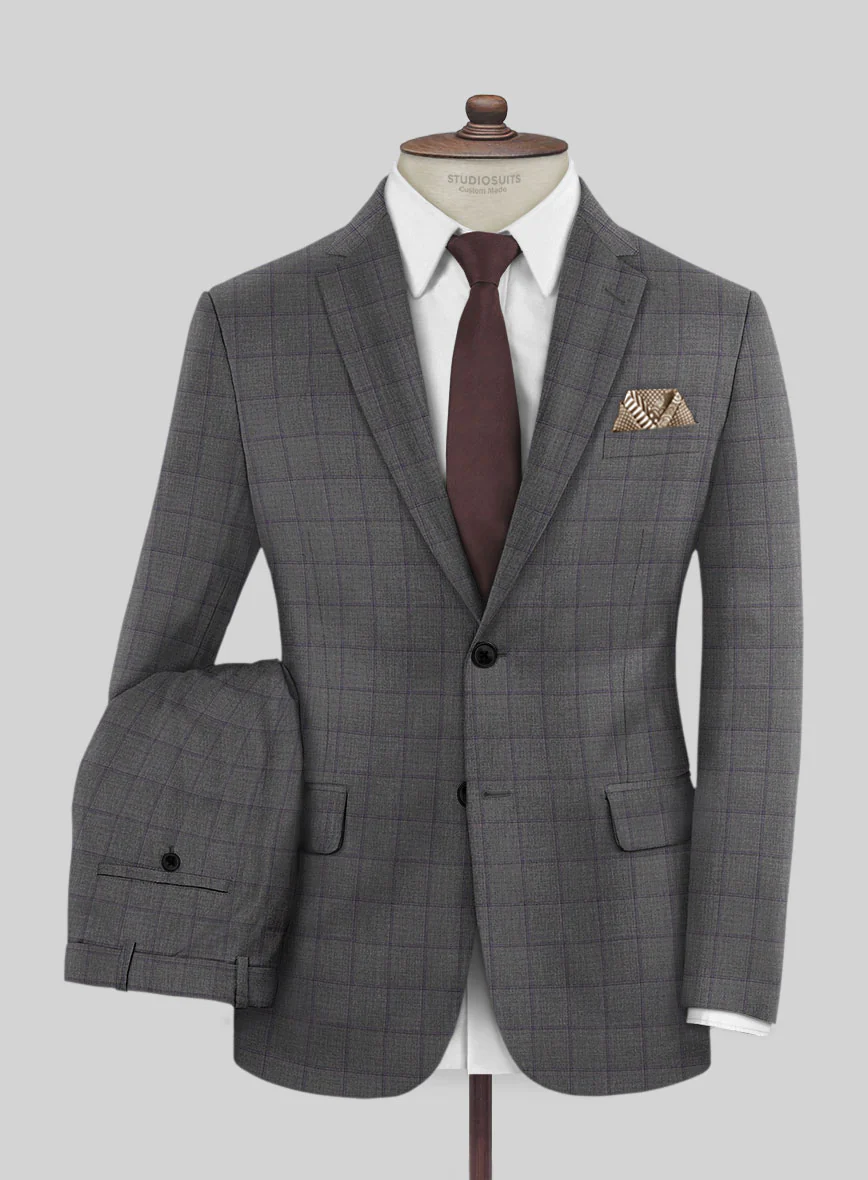 Scabal Londoner Inagi Checks Gray Wool Suit